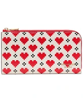 kate spade new york Devin Pixel Hearts Embossed Saffiano Leather Zip-Around Continental Wallet