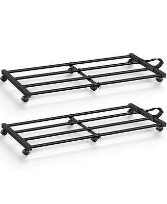 Mr Ironstone Under Bed Storage Cart with Wheels - Black 2 Pcs Rolling Metal Organizer for Under Bed Storage Containers