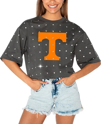 Gameday Couture Women's Gray Tennessee Volunteers Go Time Rhinestone Crop T-Shirt