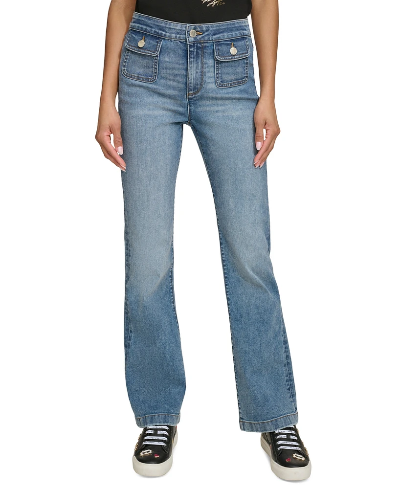 Karl Lagerfeld Paris Women's Patch-Pocket Bootcut Jeans