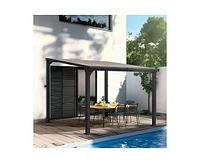 Hardtop Outdoor Gazebo Pergola Aluminum Framed with Sloping Pitched Roof for Garden