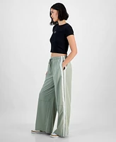 Hippie Rose Juniors' Side-Stripe Wide-Leg Track Pants