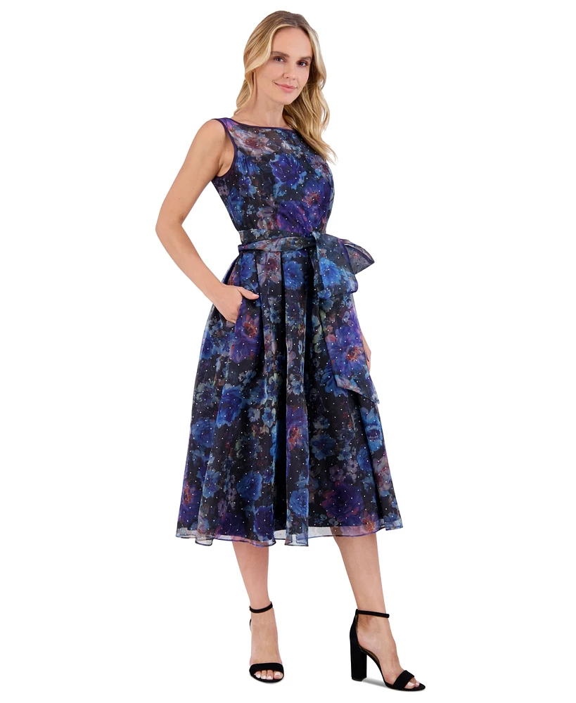 Eliza J Women's Belted Floral-Print Cocktail Dress