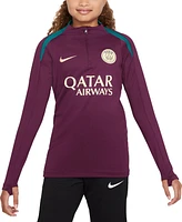 Nike Big Boys and Girls Burgundy Paris Saint-Germain 2024/25 Strike Drill Quarter-Zip Long Sleeve Performance Training Top