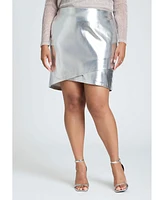 Eloquii Women's Plus Size Metallic Faux Leather Skirt