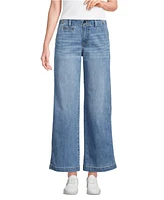 Lands' End Women's Mid Rise Denim Wide Leg Ankle Jeans