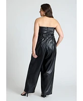 Eloquii Plus Strapless Faux Leather Jumpsuit