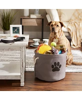 Bone Dry Collapsible Pet Storage Bin with Rope Handles Solid Paw Print