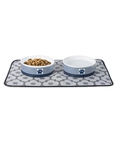 Bone Dry Striped Paw Patch Pet Bowl Set/2