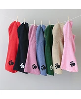 Bone Dry Terry Microfiber Pet Robe Embroidered Paw Print