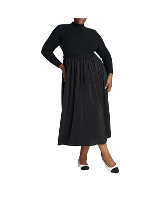 Eloquii Plus Elements Mockneck Twofer Midi Dress