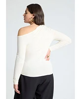 Eloquii Plus Asymmetrical Neck Drape Top