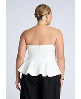 Eloquii Plus Strapless Flared Peplum Top