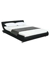 Gouun Full Size Faux Leather Upholstered Platform Bed Adjustable Headboard