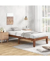 Gouun 14 Inch Twin Size Rubber Wood Platform Bed Frame with Wood Slat Support