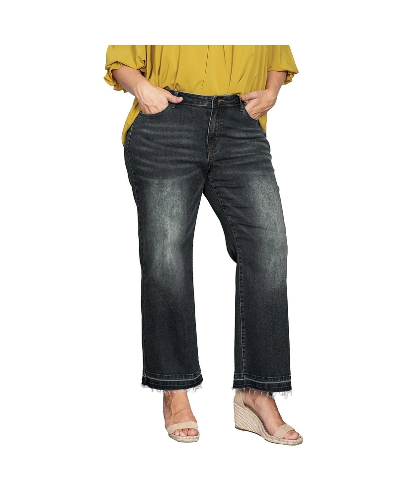 Standards & Practices Plus Raw Hem Cropped Wide Leg Jeans