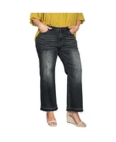 Standards & Practices Plus Raw Hem Cropped Wide Leg Jeans