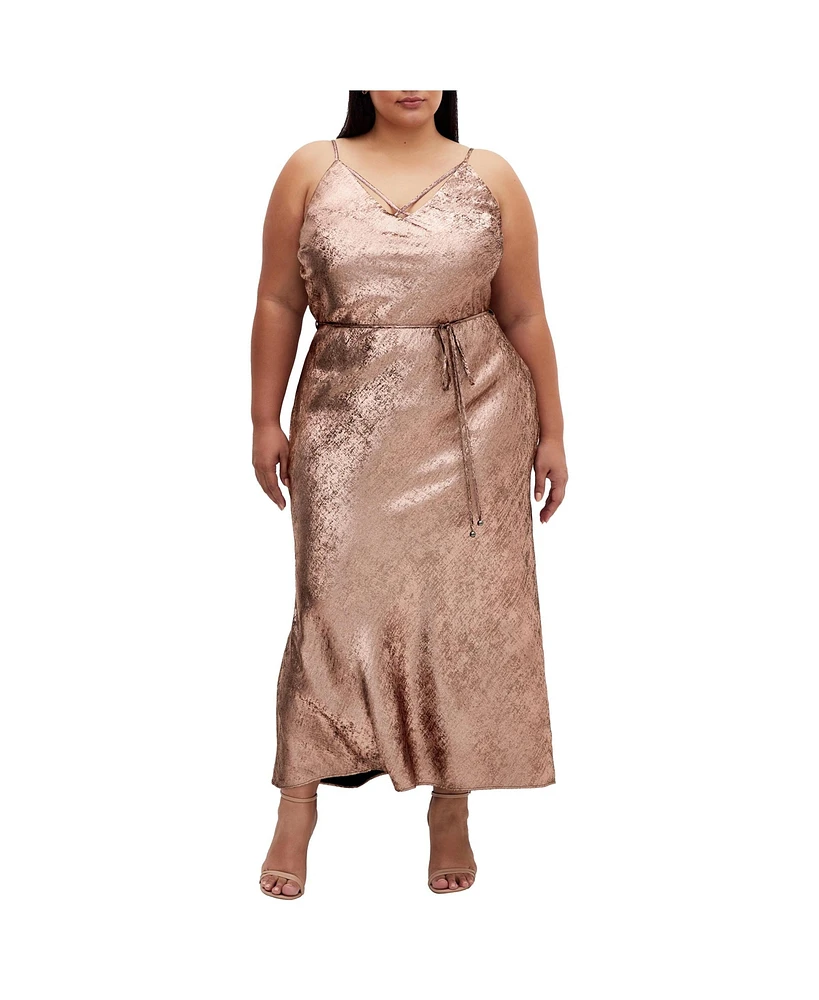 City Chic Plus Kaia Metallic Slip Dress