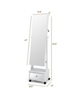 Gouun 47 Inch Lockable Jewelry Cabinet Armoire with 3-Color Led Lights