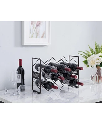 Kings Brand Furniture Countertop Tabletop Wine Rack, Wine Bottle Storage Holder Stand for Home Kitchen & Bar - Pewter - No Assembly Required