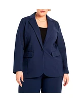 Eloquii Women's Plus The Ultimate Stretch Long One Button Blazer