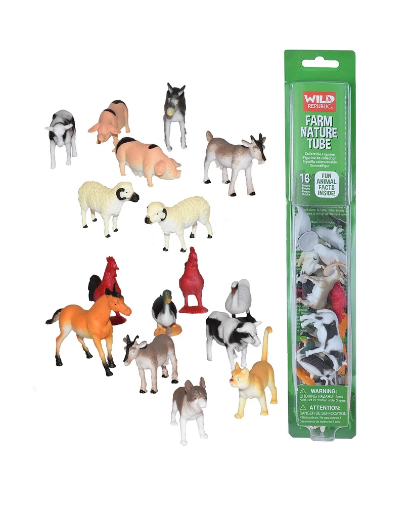 Wild Republic Nature Tube Farm Figurines, 16 Pieces