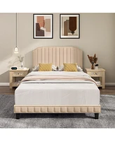 Gouun Heavy Duty Upholstered Bed Frame with Rivet Headboard-Full Size