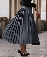 Cupshe Women's Grey Pleated Maxi Skirt