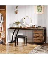 Tribesigns Vanity Desk with 3 Drawers, 59-Inch Chic Makeup for Women, Black Friday Deals