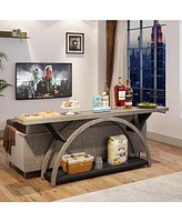Tribesigns 70.87" Console Tables for Entryway, Narrow Long Entryway Table with Storage Shelf, 2-Tier Rustic Sofa Half Moon Frame Hallwa
