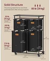 Slickblue 150L Rolling Laundry Sorter with Wheels, 4 Removable Liners, Shelf & 6 Labels for Easy Organization