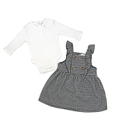 Baby Mode Girls Bodysuit and Houndstooth Jumper, 2-Piece Set