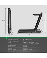 Gymax 2.25HP Folding Treadmill 2-in-1 Walking Running Machine w/ App & Remote Control