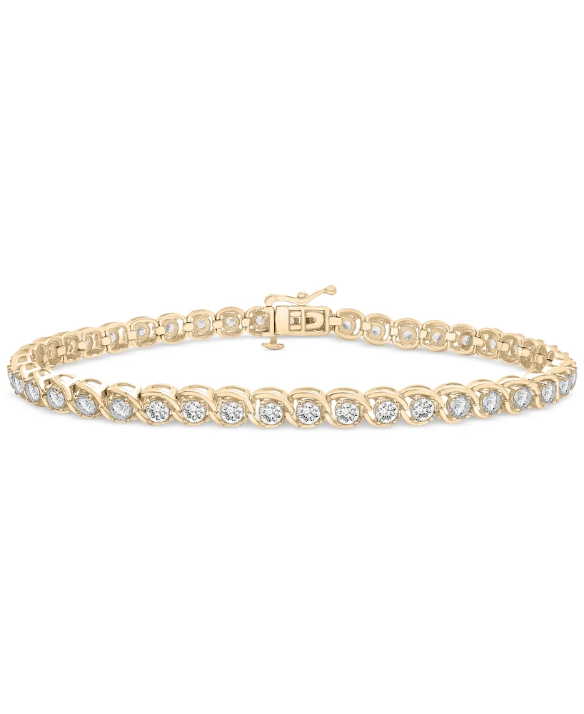 Diamond Swirl Link Tennis Bracelet (3 ct. t.w) in 10k Gold, Exclusively at Macy's