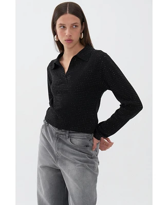 Nocturne Women's Knit Polo Top