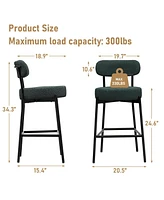 Dyhome Bar Stools Set of 2, 27 Inches Counter Height Kitchen with Back, Modern Metal Tall for Island