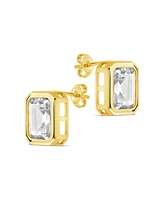 Sterling Forever Camille Bezel Cubic Zirconia Stud Earrings