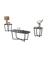 Kings Brand Furniture Bladen 3 Piece Coffee Table Set, Black/Brown