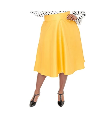 Unique Vintage Plus Retro Style High Waist Vivien Swing Skirt
