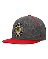 Fanatics Men's Heather Gray/Red Chicago Blackhawks 2025 Nhl Winter Classic Novelty Strapback Hat