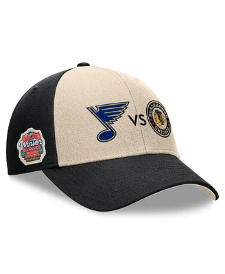 Fanatics Men's Cream/Black St. Louis Blues vs. Chicago Blackhawks 2025 Nhl Winter Classic Matchup Adjustable Hat