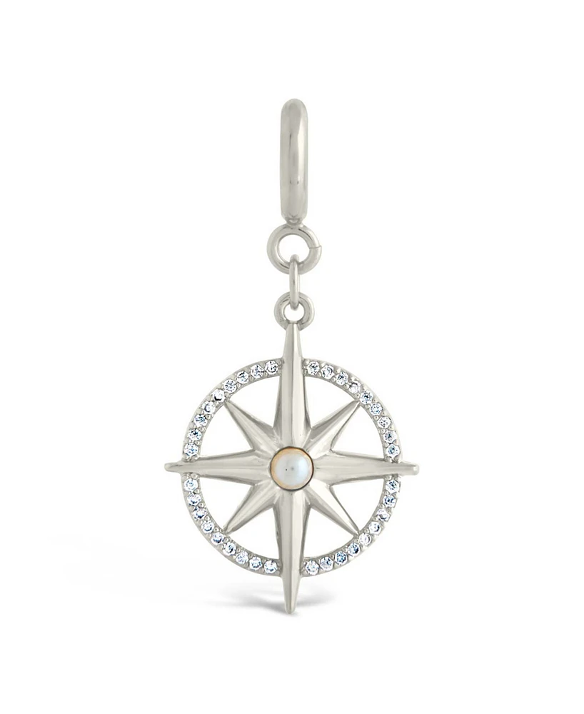 Sterling Forever Cubic Zirconia Mother of Pearl Travelers Compass Charms