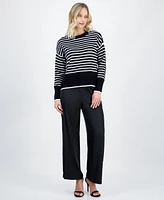 T Tahari Women's Striped Crewneck Sweater