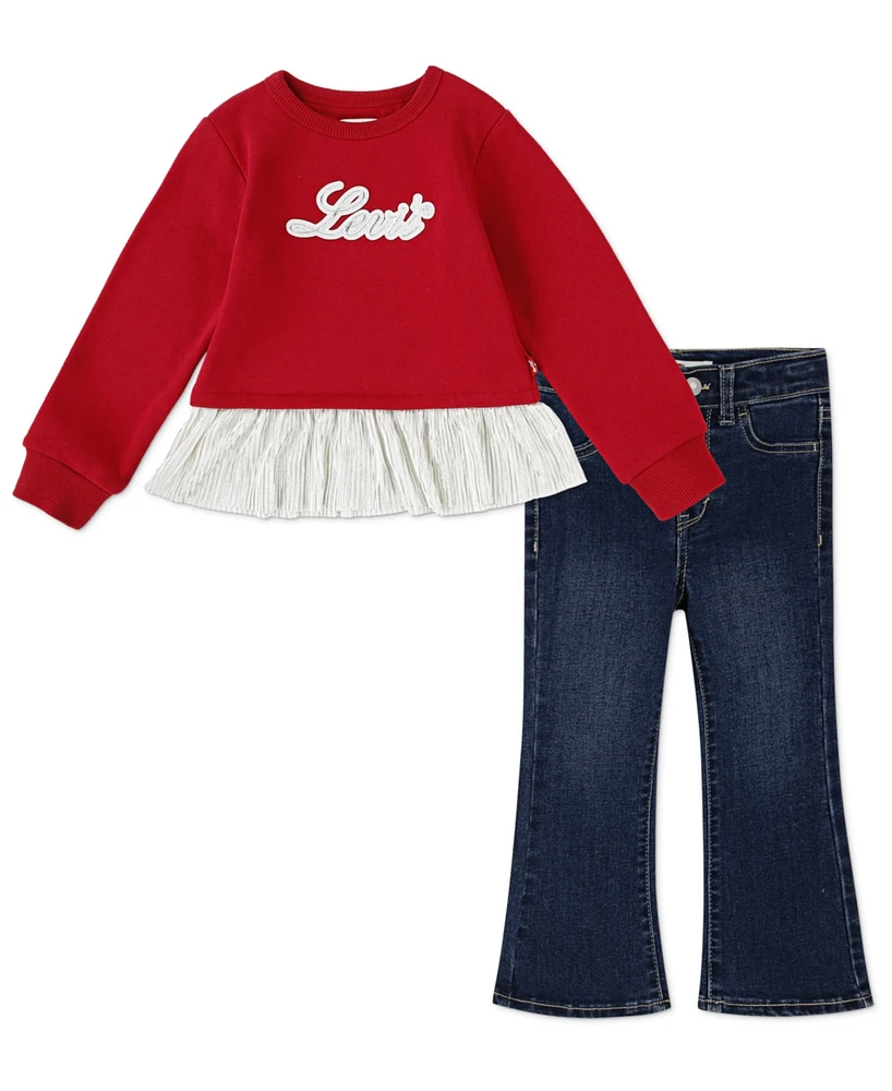 Levi's Girls Sparkle Crew and Jeans Set