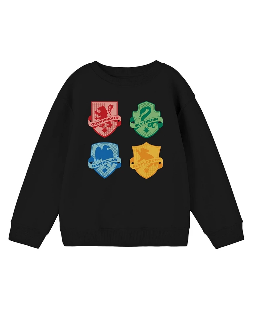 Harry Potter Boys Hogwarts house Shields Black Long Sleeve Shirt