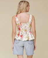 Avec Les Filles Women's Peplum-Hem Corset Square-Neck Top