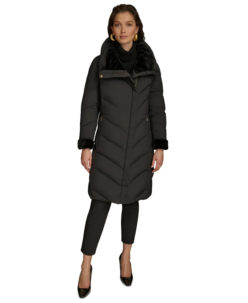 Donna Karan New York Women's Faux-Fur-Trim Puffer Coat