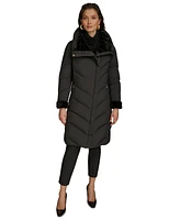 Donna Karan New York Women's Faux-Fur-Trim Puffer Coat