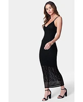 Bebe Women's V-Neck Midi Crochet Dress