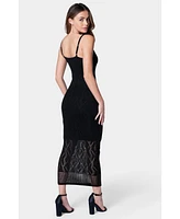 Bebe Women's V-Neck Midi Crochet Dress